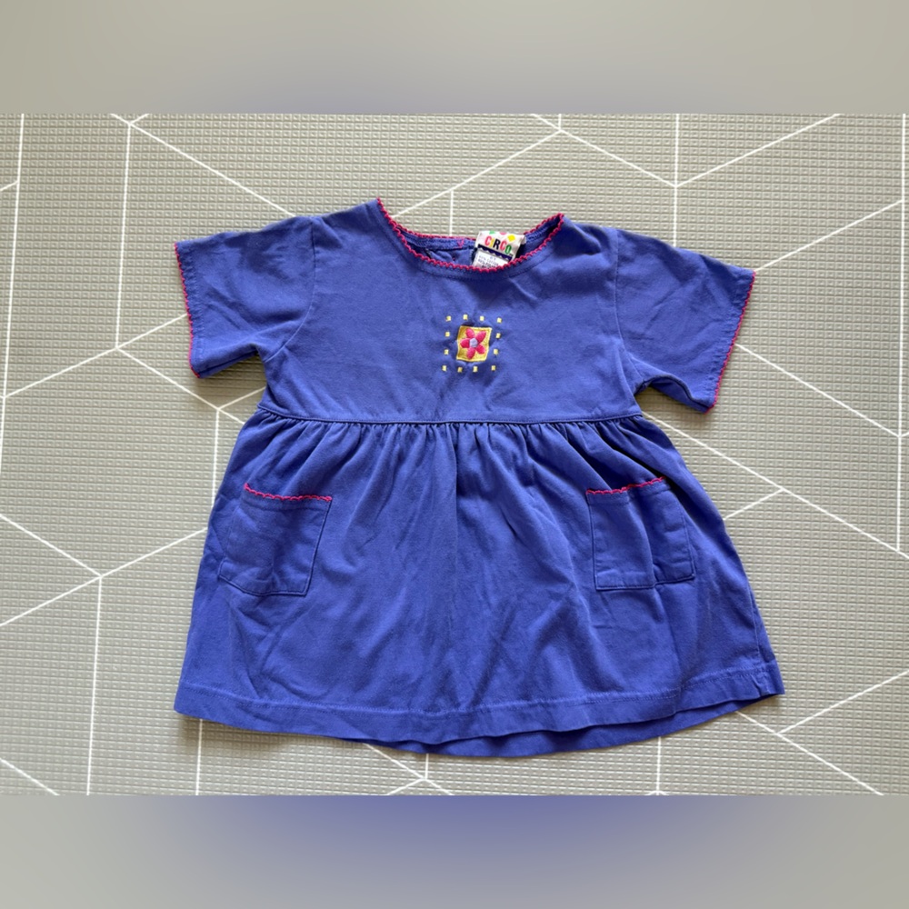 Circo|Baby girl/toddler vintage dress in Blue-Purple with Embroidered Design• - Picture 2 of 7